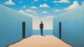 Ocean Stairway: A Pensive Surrealistic Painting With Orderly Symmetry Royalty Free Stock Photo