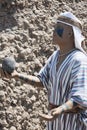 Human figures representing the costumes, vessels and the day to day of the ancient settlers of Huaca Pucllana. Lima city,