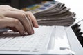 Human fingers on the keyboard Royalty Free Stock Photo