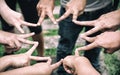 The human fingers touching together,sign and symbol of fighting and power of team,teamwork concept