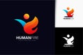 Human fire logo design with gradient