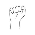 Human fist black line icon. Hand showing power symbol. Pictogram for web page, mobile app, promo. UI UX GUI design element. Royalty Free Stock Photo