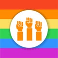 Human fists LGBT protest color glyph icon. Lesbian, Gay, Bisexual, Transgender.