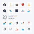 20 Human Flat Color icon Pack like love hand profile risk management