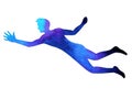 Human flying raise hands up power energy pose, abstract body