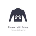 human with focus on the lungs outline icon. isolated line vector illustration from human body parts collection. editable thin Royalty Free Stock Photo