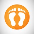 Human foot barefoot sole imprint icon orange button Royalty Free Stock Photo