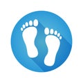 Human foot barefoot sole imprint icon blue button Royalty Free Stock Photo