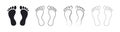 Human foot barefoot sole imprint icon set Royalty Free Stock Photo