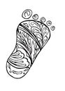 Human foot print. Doodle and zentangle style. Child baby foot Isolated on white background. line art illustration for coloring Royalty Free Stock Photo