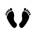 Human foot print icon, foot step symbol, black silhouette illustration - Vector Royalty Free Stock Photo