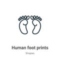 Human foot prints outline vector icon. Thin line black human foot prints icon, flat vector simple element illustration from Royalty Free Stock Photo