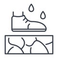 Human foot steps on dry soil, vector isolated icon. The concept of environmental pollution and global warming.