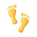 Human footprint. 3d human footprint. 3d footprint icon. Silhouette of baby foot. Path of barefoot. Cartoon footstep isolated on Royalty Free Stock Photo