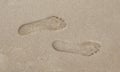 Human Footprint imprint in sand on the beach