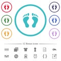 Human Footprints flat color icons in circle shape outlines