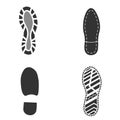 Human footprints icon set. Footprints silhouettes shoes isolated on white background, such as idea of logo Royalty Free Stock Photo