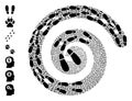 Human Footprints Icon Spiral Twist Mosaic