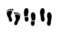 Human footprints set. Footprints human shoes. Footsteps Vector illustration.