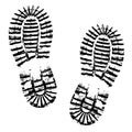 Human footprints shoe silhouette on white background. Royalty Free Stock Photo