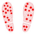 Human Footprints Triangulated Mesh Pictogram with Infectious Elements Royalty Free Stock Photo