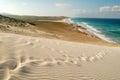 Human footprints on the white sand of Deleisha beach Royalty Free Stock Photo