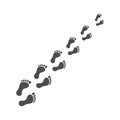 Human footsteps walking silhouette. People foot trail. Vector isolated