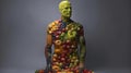 Human form made from healthy fruits and vegetables Royalty Free Stock Photo