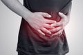 Human gastritis, Men stomach problem concept Royalty Free Stock Photo
