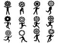 Human with gear head icons Royalty Free Stock Photo