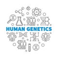 Human Genetics vector round concept outline illustration