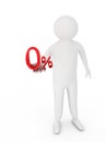 Human giving zero red percentage symbol Royalty Free Stock Photo