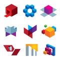 Human great imagination and box cube colorful creativity icon set