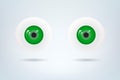 Human green eyes balls pupil. Medical visual material.