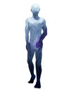 Human grey body standing pose, abstract watercolor painting hand drawing illustration