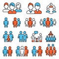 Human Group and Business People Icons Set. Vector