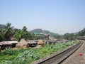 Human habitation nearby railway corridor in India