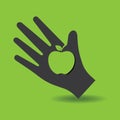 Human hand with apple symbol concept