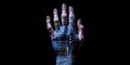 Human hand with barcode tatoo and binary code digital id concept . Generative AI