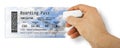 Human hand erases an airline ticket - Flight cancelled concept image - The image is totally invented and does not contain under