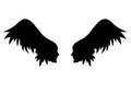 Angel wings. Two faces with wings instead of hair. Royalty Free Stock Photo