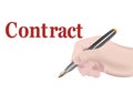 Human hand with fountain pen stipulates a contract Royalty Free Stock Photo