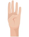 Human hand with four raised up finger