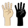 Human hand gesture sign number four Royalty Free Stock Photo