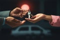 human hand give car key