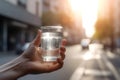 Human hand with glass of water. Generate ai Royalty Free Stock Photo