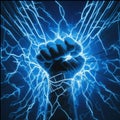 Power of electricity in a human hand
