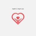 Human hand with Heart icons vector logo design template.Love sign.Health and Heart Care icon.Healthcare & medical