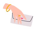 Human Hand Hold Letter in Sealed Envelope Vector Illustration