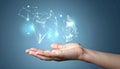 Human Hand Holding Abstract Digital Network Structure Royalty Free Stock Photo